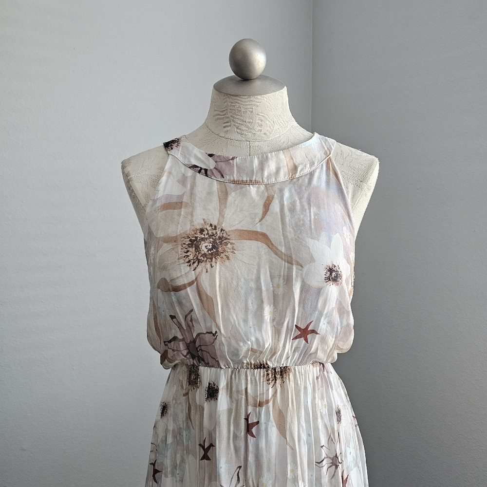 Le Ragazze Italian Silk Viscose Floral Maxi Dress Medium